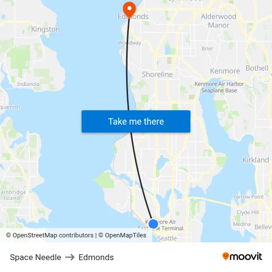 Space Needle to Edmonds map
