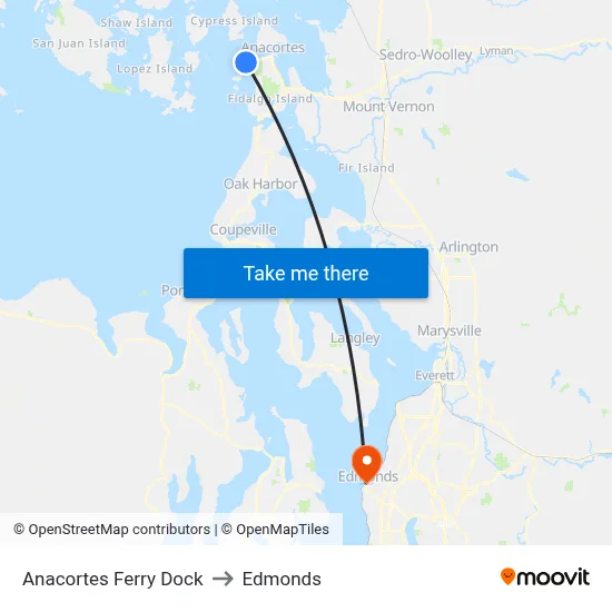 Anacortes Ferry Dock to Edmonds map