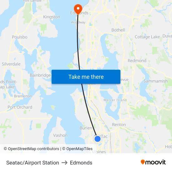 Seatac/Airport Station to Edmonds map