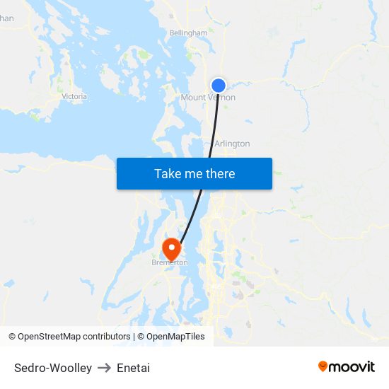 Sedro-Woolley to Enetai map