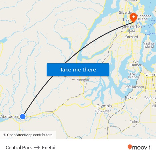 Central Park to Enetai map