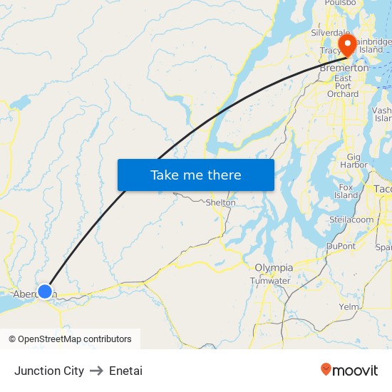 Junction City to Enetai map