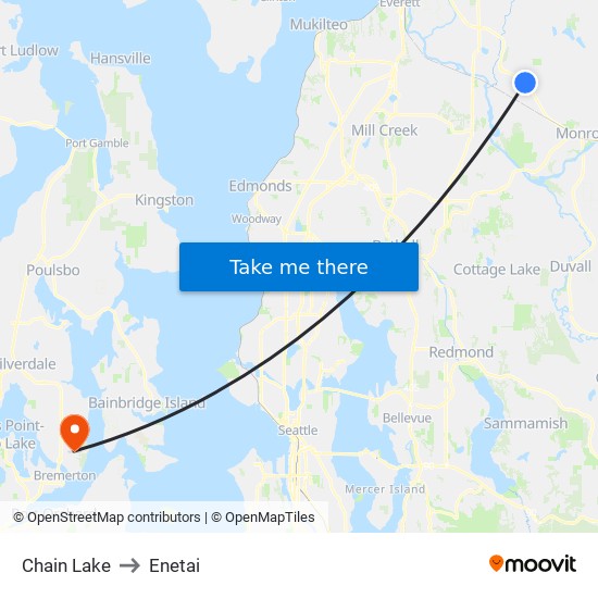 Chain Lake to Enetai map