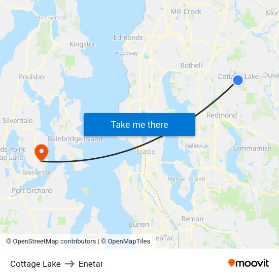 Cottage Lake to Enetai map