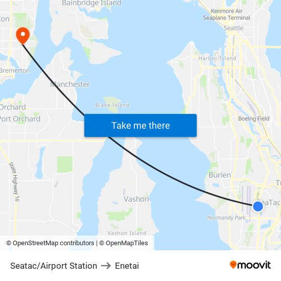 Seatac/Airport Station to Enetai map