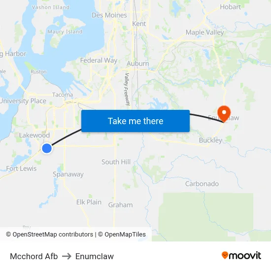 Mcchord Afb to Enumclaw map