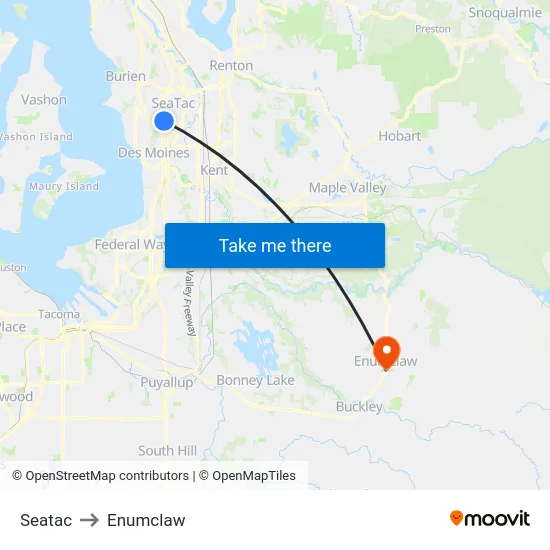Seatac to Enumclaw map