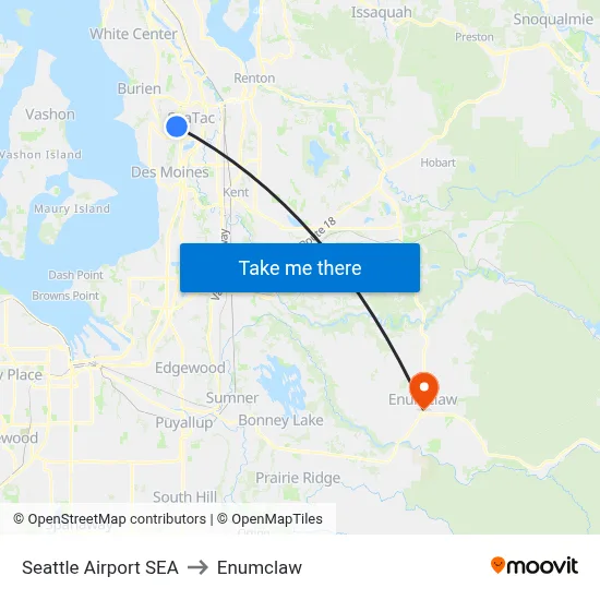 Seattle Airport SEA to Enumclaw map