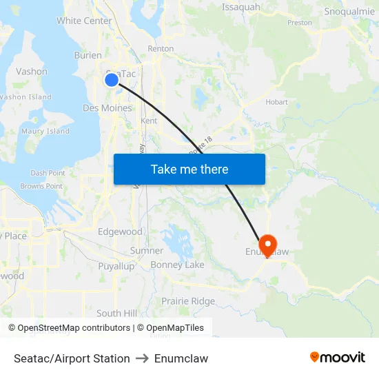 Seatac/Airport Station to Enumclaw map