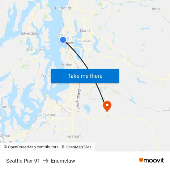 Seattle Pier 91 to Enumclaw map