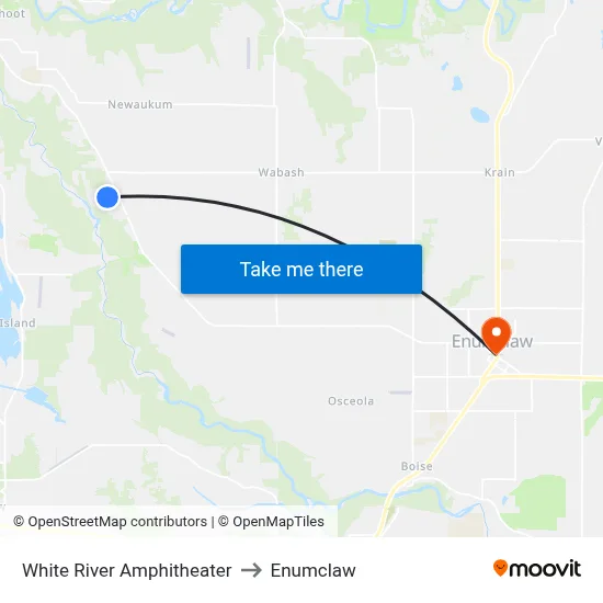 White River Amphitheater to Enumclaw map