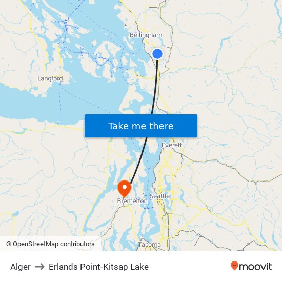 Alger to Erlands Point-Kitsap Lake map