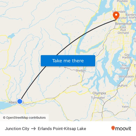 Junction City to Erlands Point-Kitsap Lake map