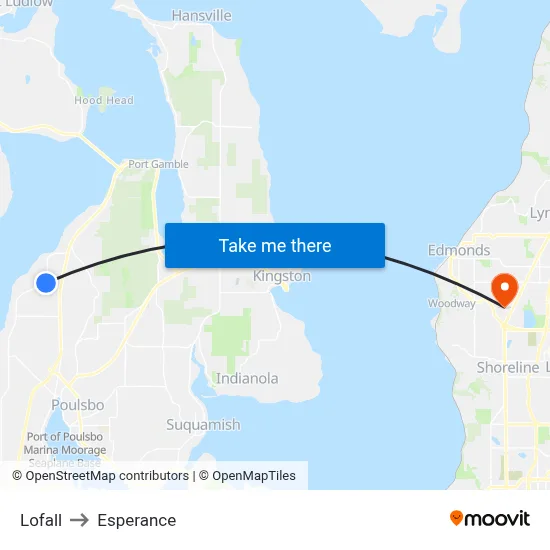 Lofall to Esperance map