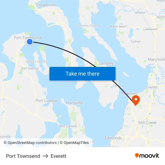 Port Townsend to Everett map