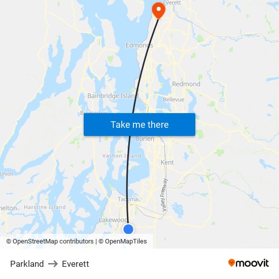 Parkland to Everett map