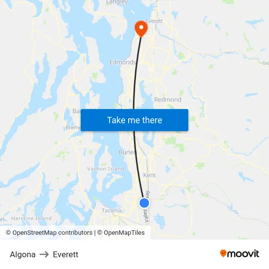 Algona to Everett map