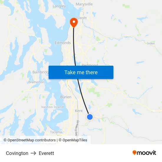 Covington to Everett map