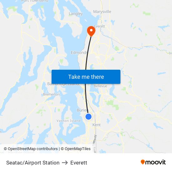 Seatac/Airport Station to Everett map