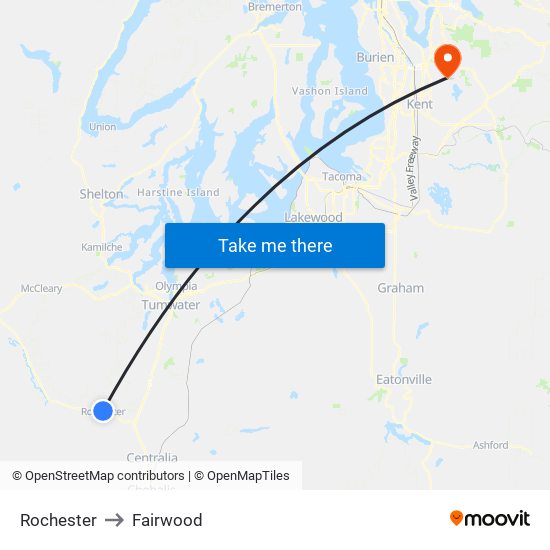 Rochester to Fairwood map