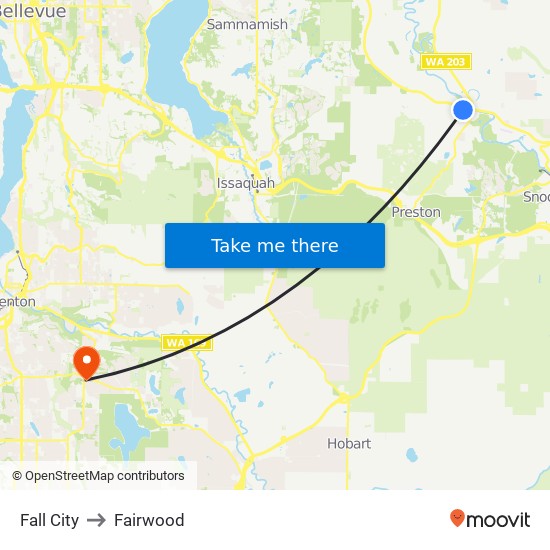 Fall City to Fairwood map