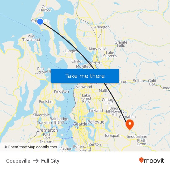 Coupeville to Fall City map