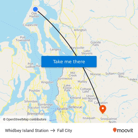 Whidbey Island Station to Fall City map