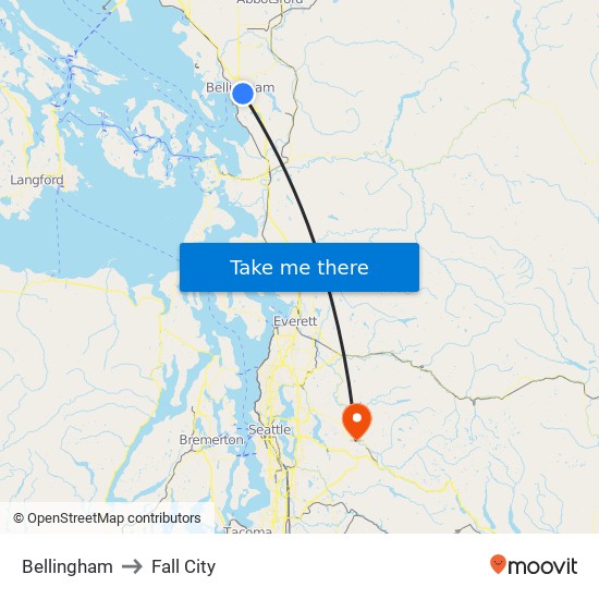 Bellingham to Fall City map