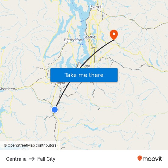 Centralia to Fall City map