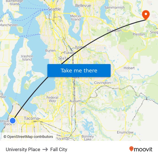 University Place to Fall City map