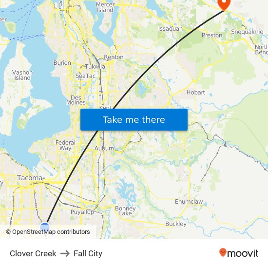 Clover Creek to Fall City map