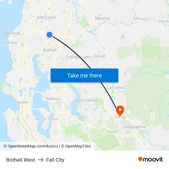 Bothell West to Fall City map