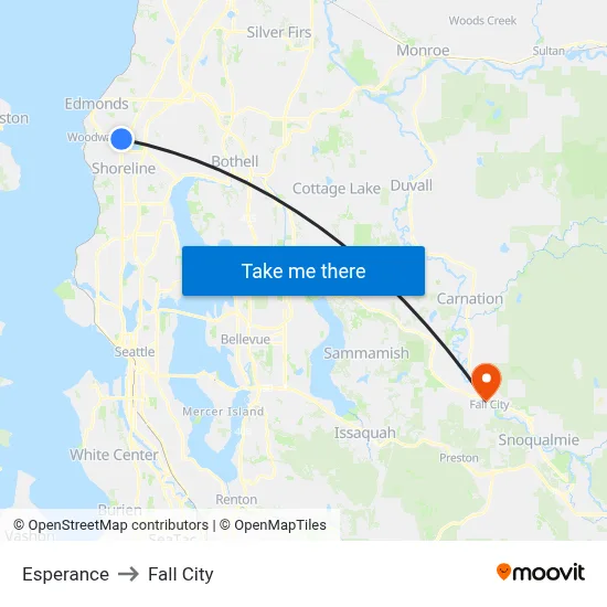 Esperance to Fall City map