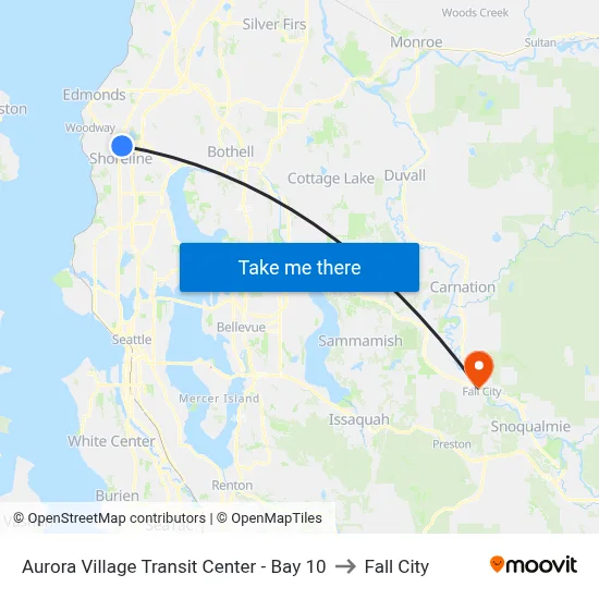 Aurora Village Transit Center - Bay 10 to Fall City map