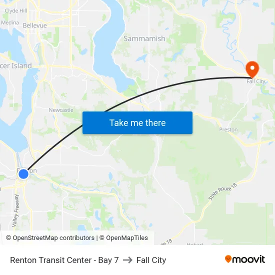 Renton Transit Center - Bay 7 to Fall City map