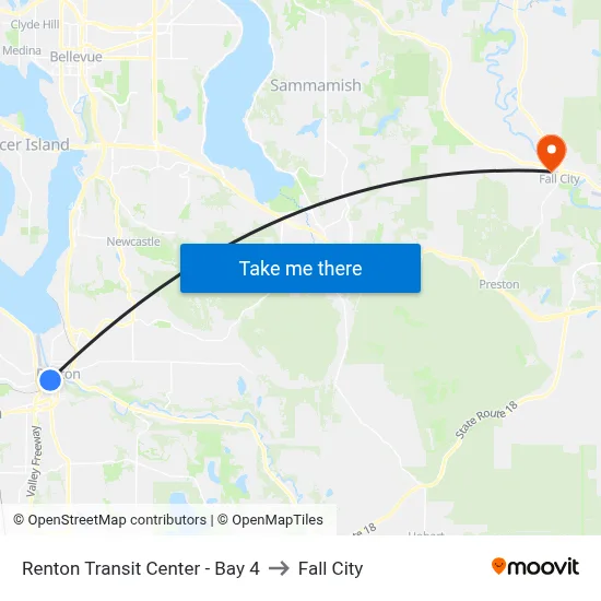 Renton Transit Center - Bay 4 to Fall City map