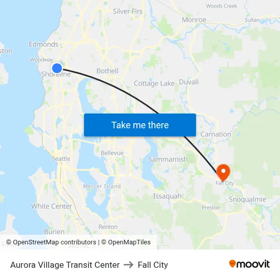Aurora Village Transit Center to Fall City map