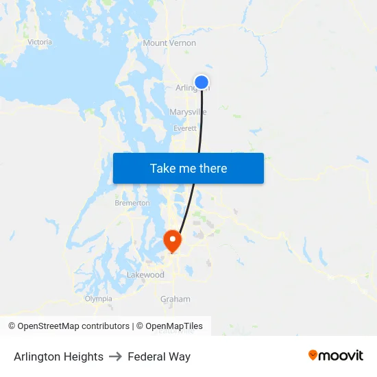 Arlington Heights to Federal Way map