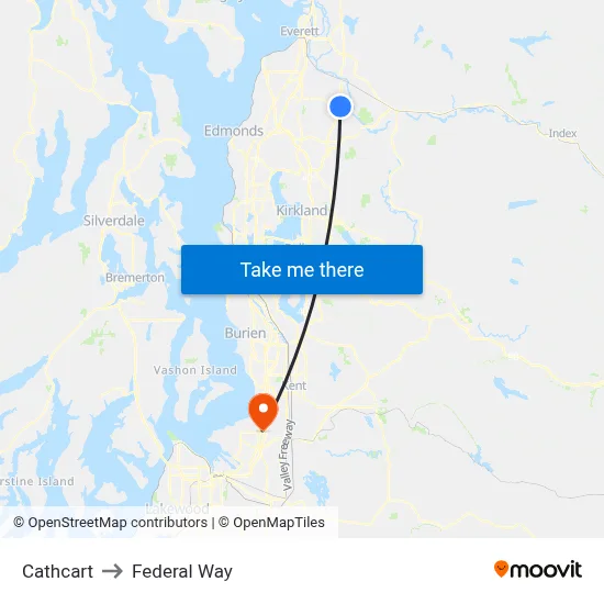 Cathcart to Federal Way map