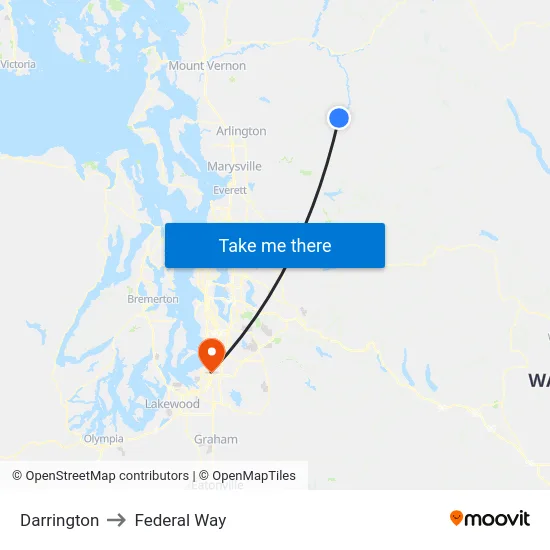 Darrington to Federal Way map