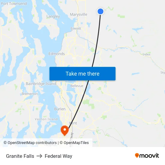 Granite Falls to Federal Way map