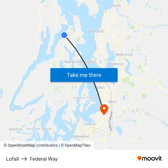 Lofall to Federal Way map