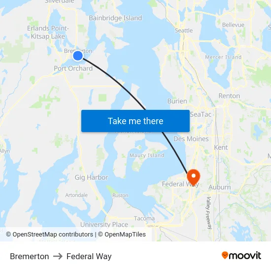 Bremerton to Federal Way map
