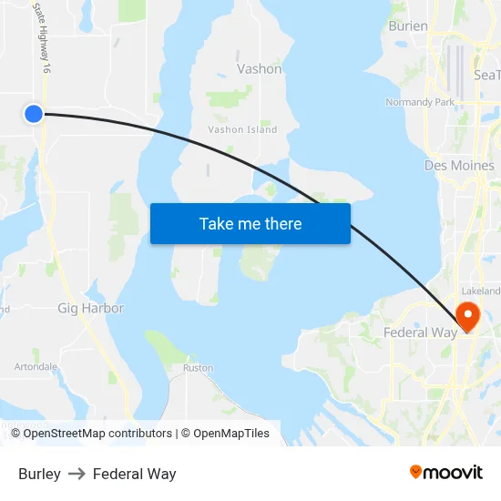 Burley to Federal Way map