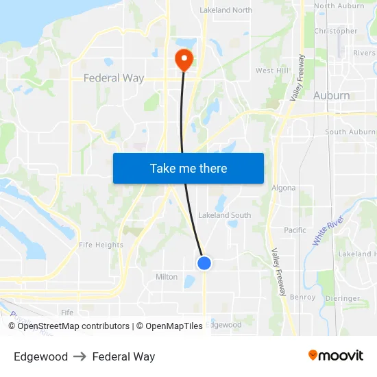 Edgewood to Federal Way map