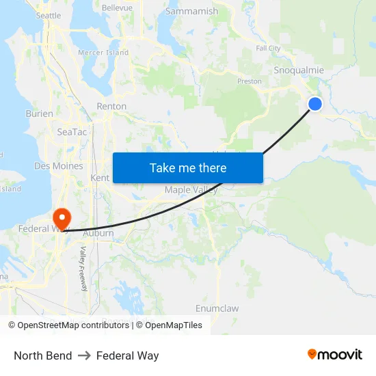 North Bend to Federal Way map