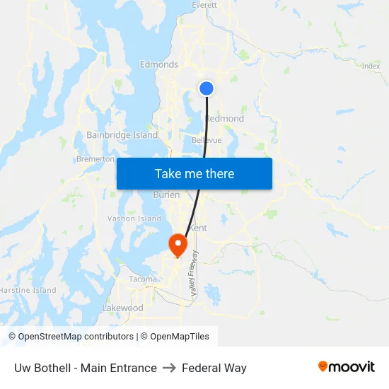 Uw Bothell - Main Entrance to Federal Way map