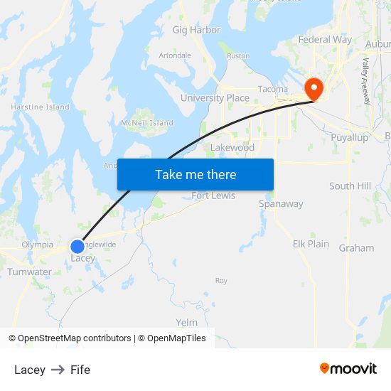 Lacey to Fife map