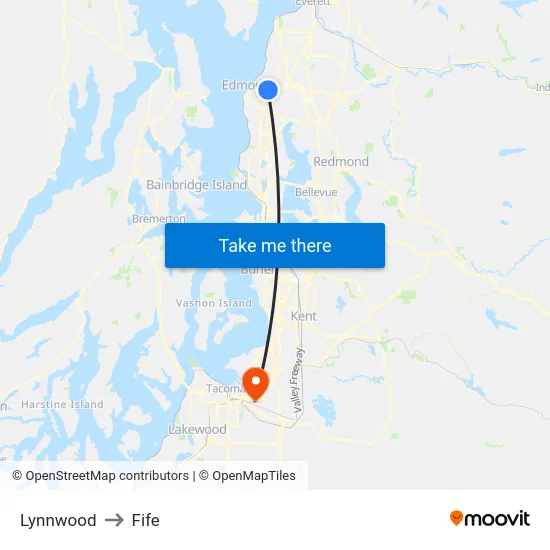 Lynnwood to Fife map