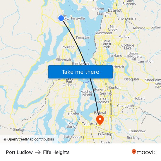 Port Ludlow to Fife Heights map